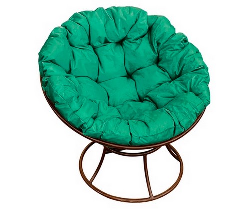 Кресло Папасан металл (коричневое с зеленой подушкой)