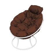 Кресло Папасан Мини металл (белое с коричневой подушкой)