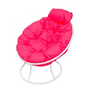 Кресло Папасан Мини металл (белое с розовой подушкой)