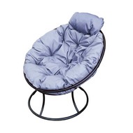 Кресло Папасан Мини металл (черное с серой подушкой)