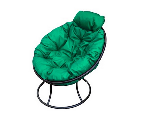 Кресло Папасан Мини металл (черное с зеленой подушкой)