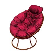 Кресло Папасан Мини металл (коричневое с бордовой подушкой)