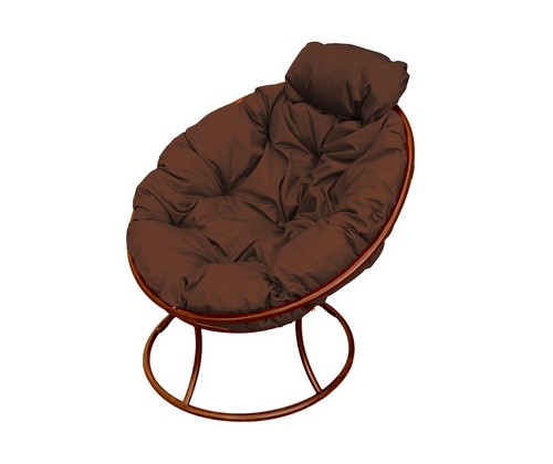 Кресло Папасан Мини металл (коричневое с коричневой подушкой)