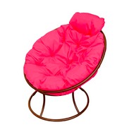 Кресло Папасан Мини металл (коричневое с розовой подушкой)
