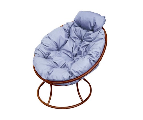 Кресло Папасан Мини металл (коричневое с серой подушкой)