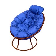 Кресло Папасан Мини металл (коричневое с синей подушкой)