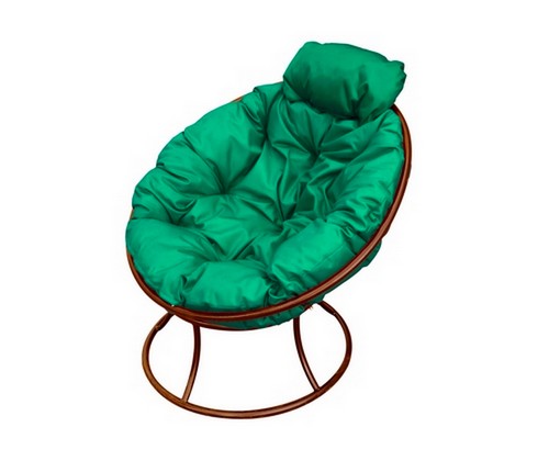 Кресло Папасан Мини металл (коричневое с зеленой подушкой)