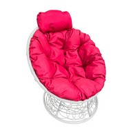 Кресло Папасан Мини ротанг (белое с красной подушкой)