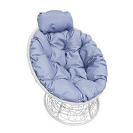 Кресло Папасан Мини ротанг (белое с серой подушкой)