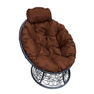 Кресло Папасан Мини ротанг (черное с коричневой подушкой)