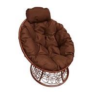 Кресло Папасан Мини ротанг (коричневое с коричневой подушкой)