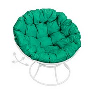 Кресло Папасан пружинка металл (белое с зеленой подушкой)