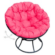 Кресло Папасан пружинка металл (черное с розовой подушкой)