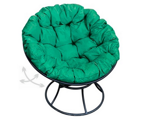 Кресло Папасан пружинка металл (черное с зеленой подушкой)