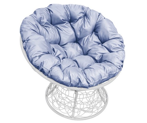 Кресло Папасан ротанг (белое с серой подушкой)