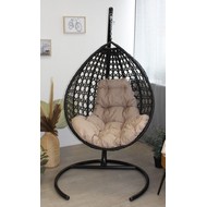 Подвесное кресло Капля Люкс (черное с бежевой подушкой)