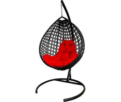 Подвесное кресло Капля Люкс (черное с красной подушкой)