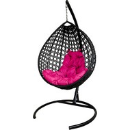 Подвесное кресло Капля Люкс (черное с розовой подушкой)