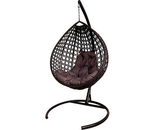 Подвесное кресло Капля Люкс (коричневое с коричневой подушкой)