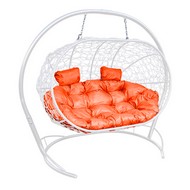 Кокон Лежебока (ротанг, белое с оранжевой подушкой)
