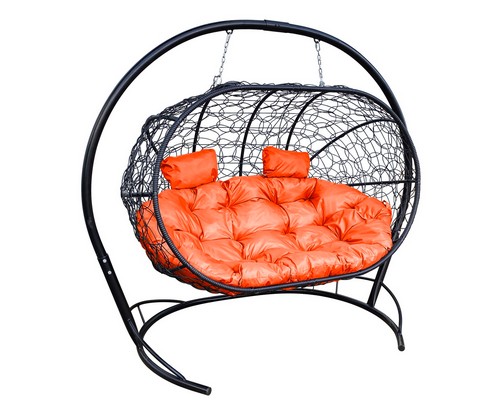 Кокон Лежебока (ротанг, черное с оранжевой подушкой)