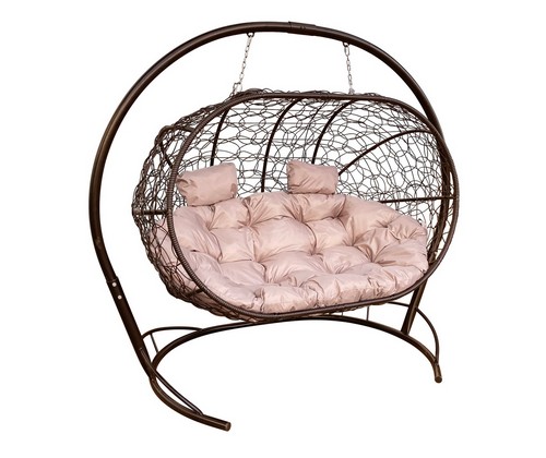 Кокон Лежебока (ротанг, коричневое с бежевой подушкой)