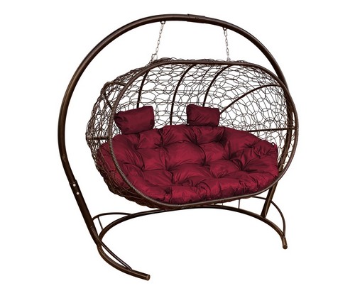 Кокон Лежебока (ротанг, коричневое с бордовой подушкой)