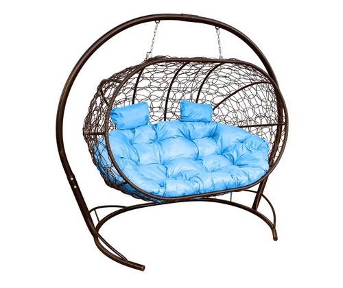 Кокон Лежебока (ротанг, коричневое с голубой подушкой)