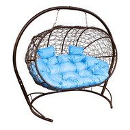 Кокон Лежебока (ротанг, коричневое с голубой подушкой)