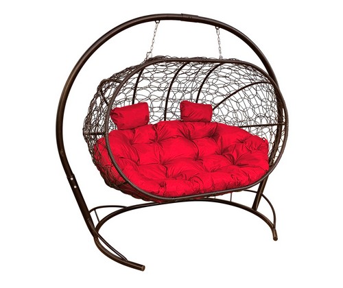 Кокон Лежебока (ротанг, коричневое с красной подушкой)