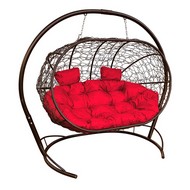 Кокон Лежебока (ротанг, коричневое с красной подушкой)