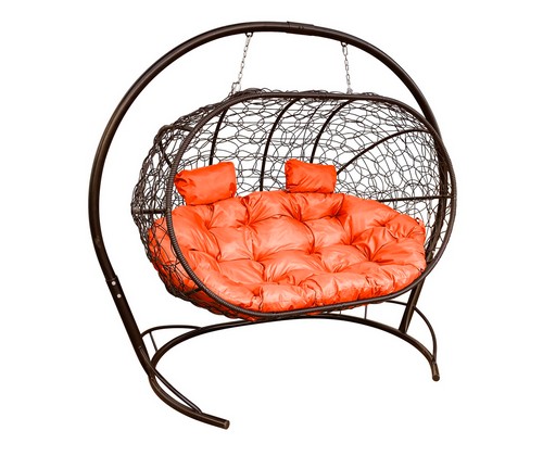 Кокон Лежебока (ротанг, коричневое с оранжевой подушкой)