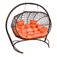 Кокон Лежебока (ротанг, коричневое с оранжевой подушкой)