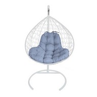 Подвесное кресло кокон XL Ротанг (белое с серой подушкой)