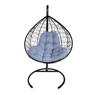 Подвесное кресло кокон XL Ротанг (черное с серой подушкой)