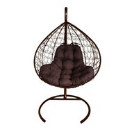 Подвесное кресло кокон XL Ротанг (коричневое с коричневой подушкой)