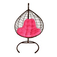 Подвесное кресло кокон XL Ротанг (коричневое с розовой подушкой)