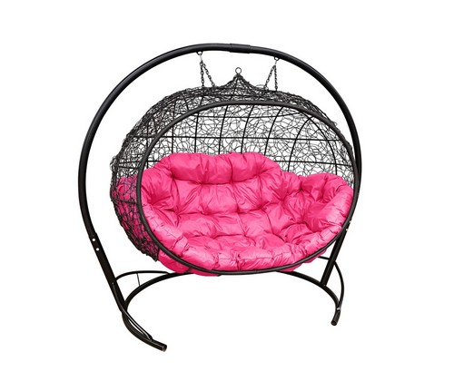 Кокон Улей ротанг (черное с розовой подушкой)