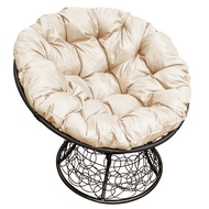 Кресло Папасан из искусственного ротанга (чёрное с бежевой подушкой)