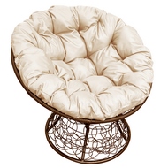 Кресло Папасан из искусственного ротанга (коричневое с бежевой подушкой)