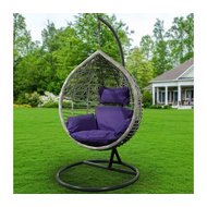 Качели садовые Кокон Green Days T, темно-серые, подушка фиолетовая