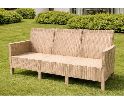 Диван трехместный садовый под ротанг СадКо (бежевый)