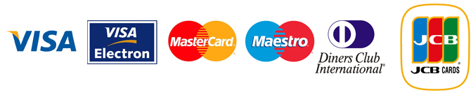   : VISA, VISA Electron, MasterCard, Maestro, Diners Club International, JCB Cards.